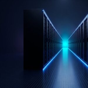 Buy OVHcloud Account from AccsMarket.shop, shown as a server corridor receding into depth